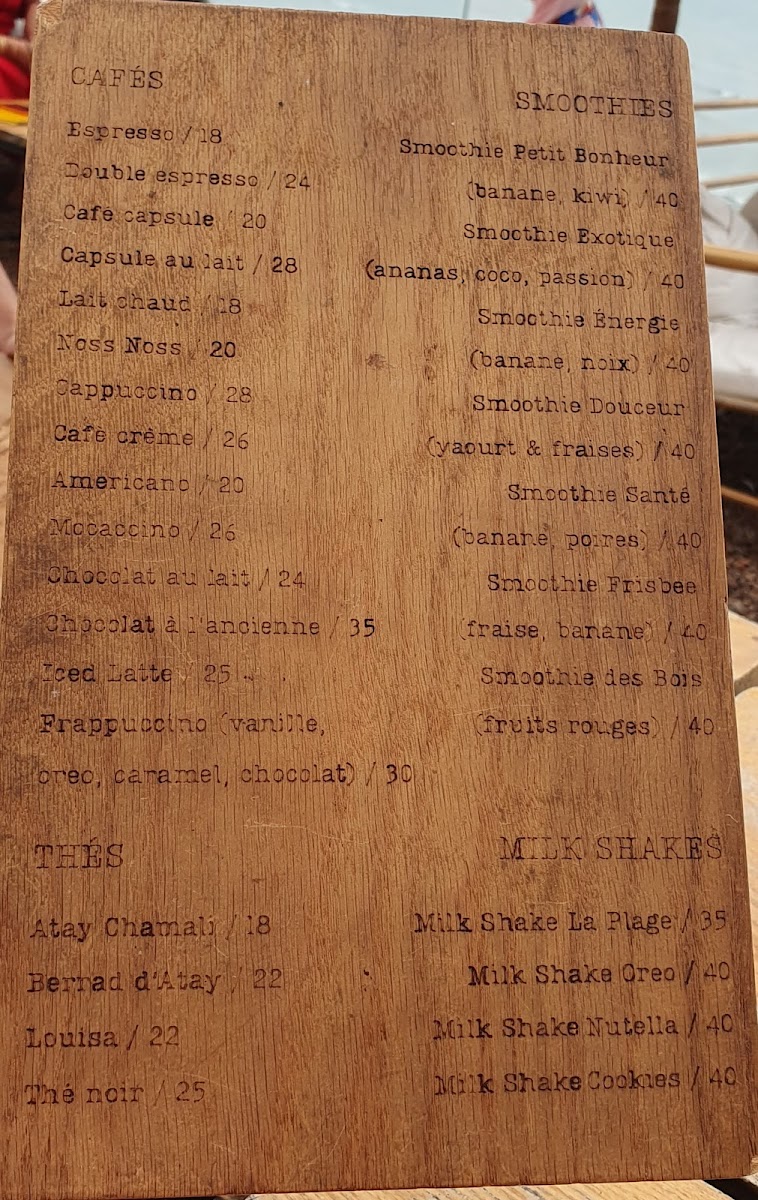 Menu La Plage Experience, Cafe Restaurant, El Jadida-8